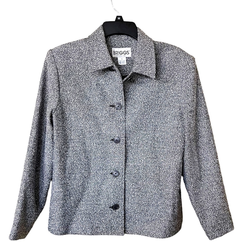 𝅺BRIGGS Petite Blazer, Black and White